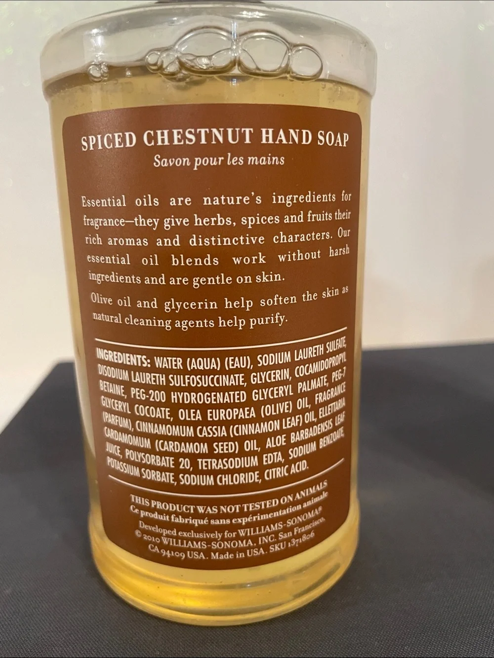 Williams Sonoma Spiced Chestnut Hand Lotion & Hand Soap — Cream & Gold